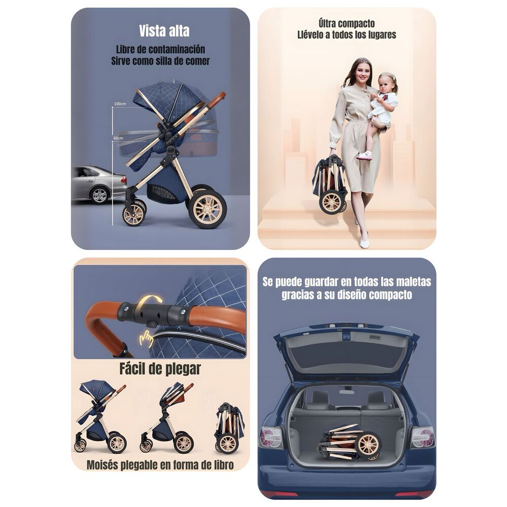 Coche Deluxe Con Silla Nido Y Accesorios Negro Lubabycas image number 1.0