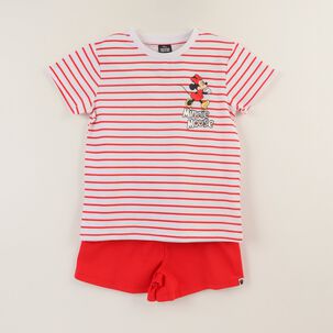 Conjunto Ni&ntilde;a Rojo Rayas Minnie Mouse Disney