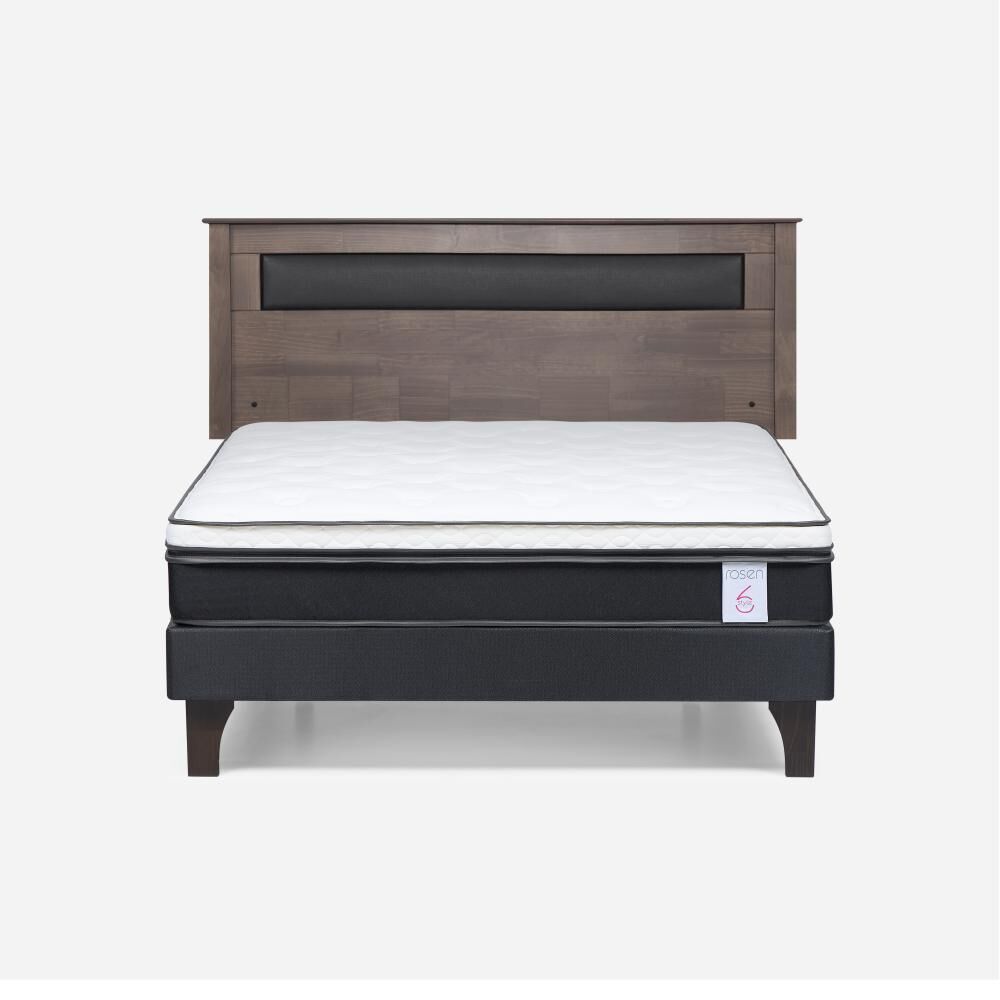 Cama Europea Rosen New Style 6 / 2 Plazas / Base Normal  + Respaldo Ferrara Gris image number 0.0
