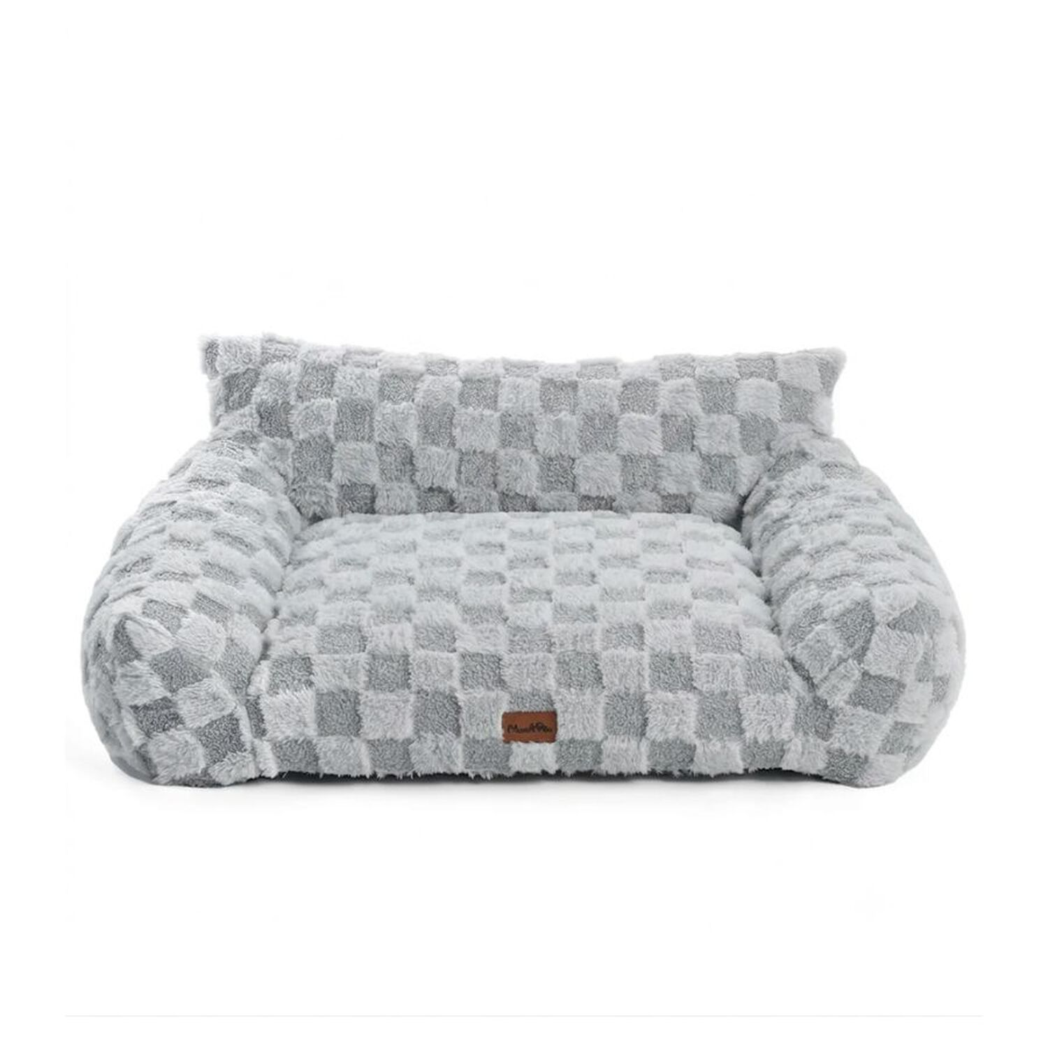 Cama Sof&aacute; Para Perros Y Gatos Dise&ntilde;o Cuadros Gris Lavable Talla L image number 0.0