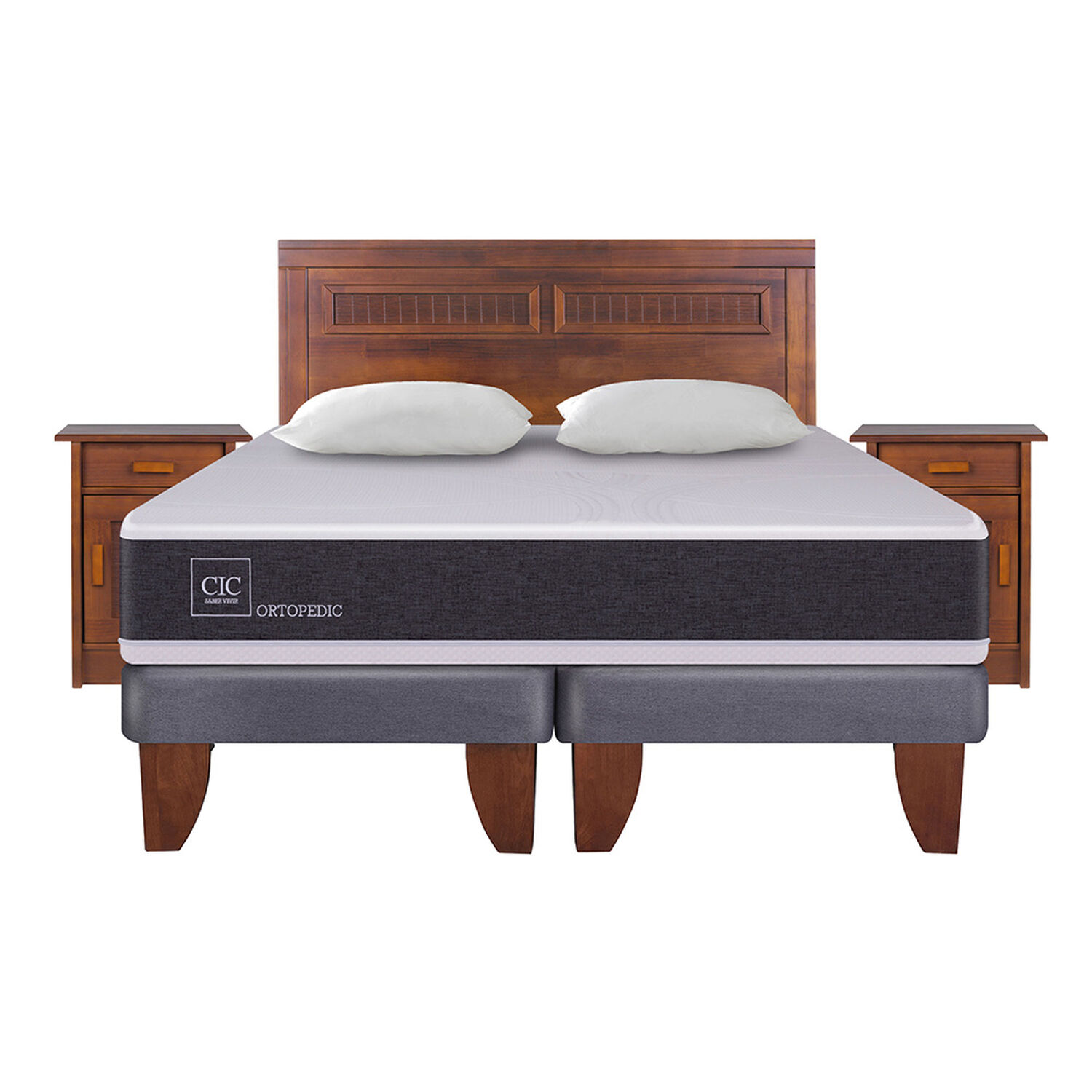 Cama Europea Cic Ortopedic / King / Base Dividida + Set De Maderas + Almohada image number 1.0