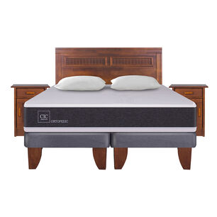 Cama Europea Cic Ortopedic / King / Base Dividida + Set De Maderas + Almohada