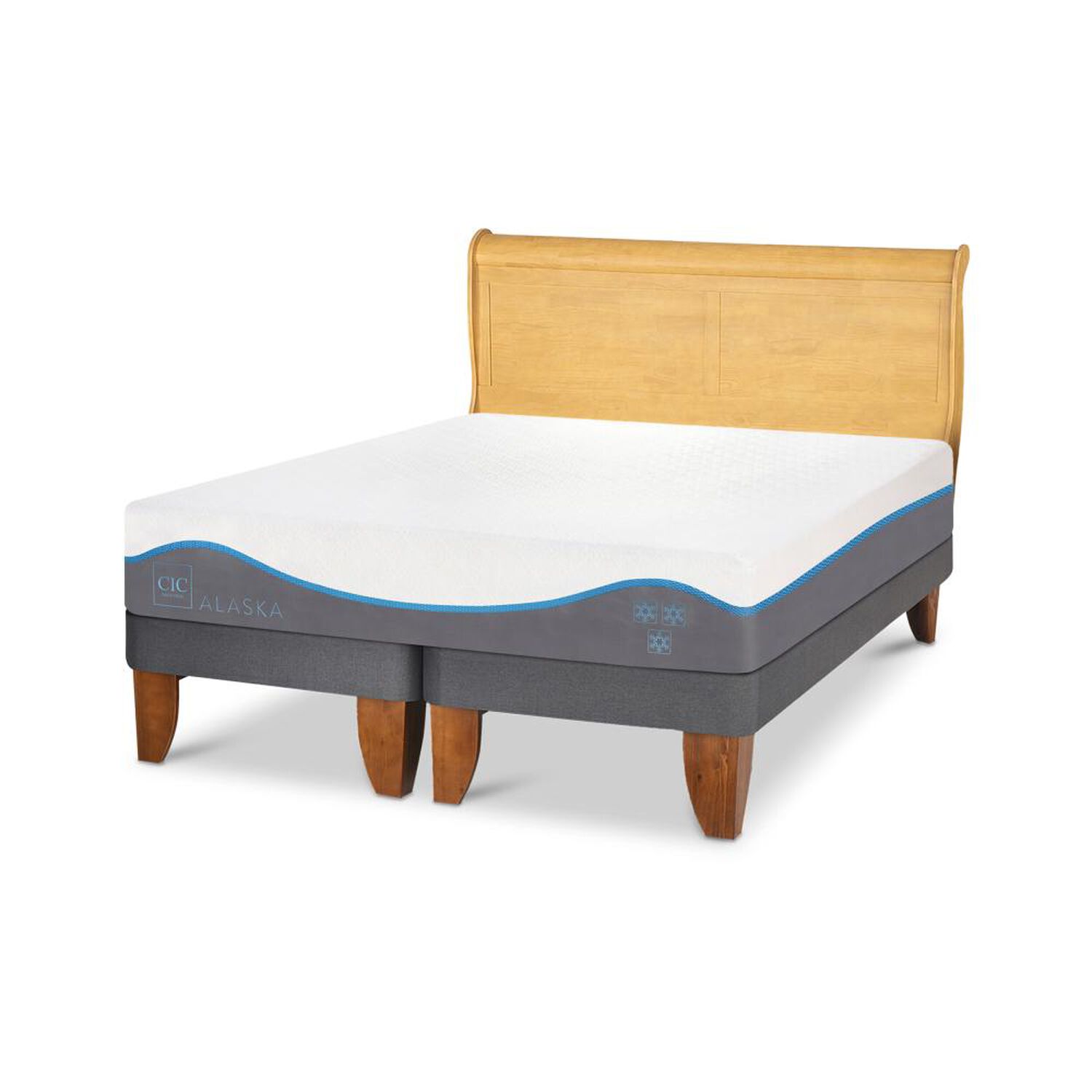 Cama Europea Cic Alaska / 2 Plazas / Base Dividida + Respaldo image number 1.0