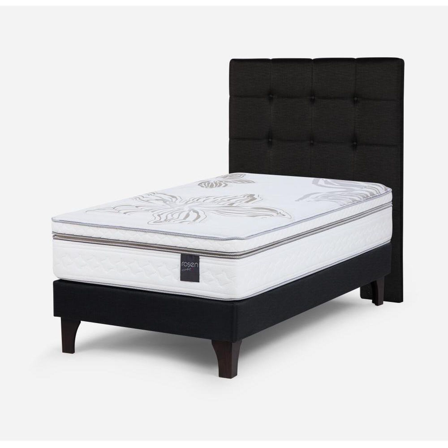 Cama Europea Rosen Art 4 / 1.5 Plazas / Base Normal + Respaldo image number 2.0