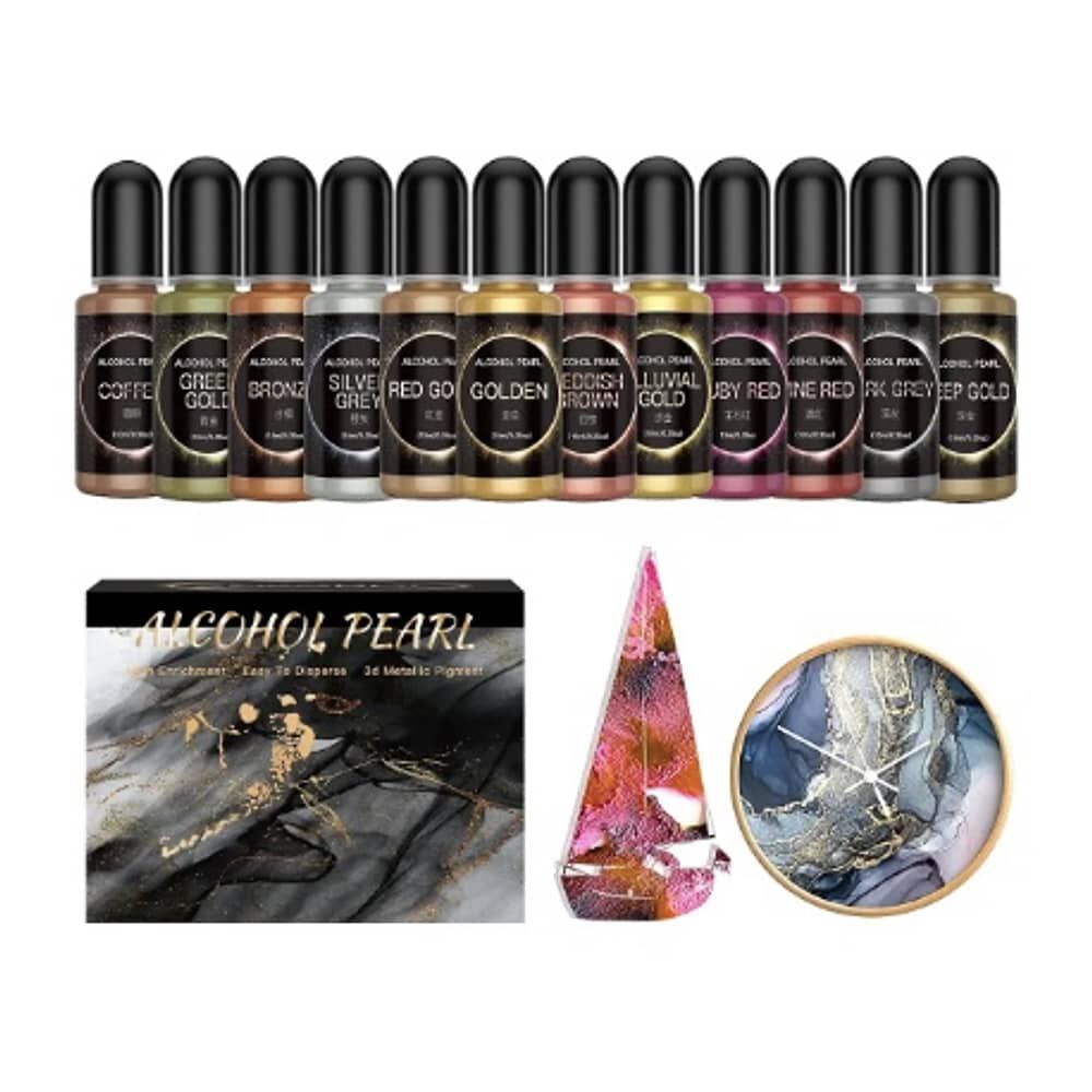 Juego De Tintas De Alcohol Metalizado De 12 Colores image number 1.0