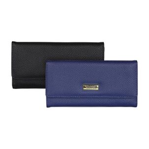 2 Billeteras De Mujer Fidelia Negra Y Azul Kenneth Cole