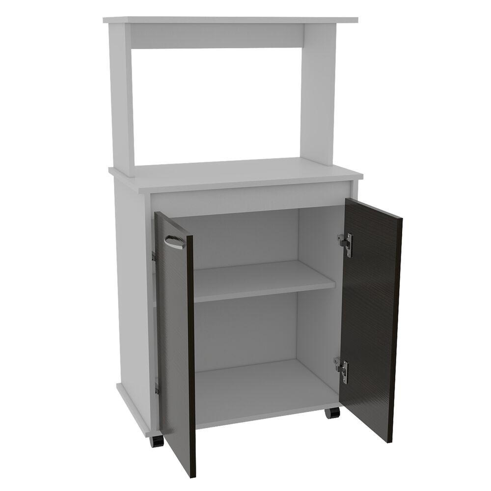 Mueble Microondas Con Ruedas 2 Puertas Fm-010b Blanco Y Negro image number 3.0