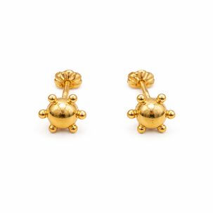 Aros Bolita Pistilo 7mm N4 Oro 18k Atornillados 2gr Mujer Hipoalerg&eacute;nicos