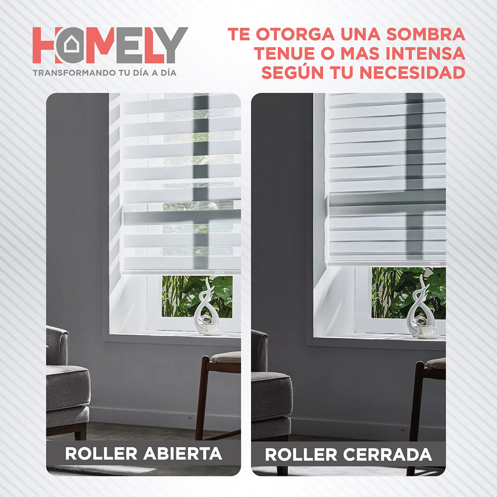 Cortinas Roller Duo 100% Dia Y Noche Zebra 120x200cm Homely image number 4.0
