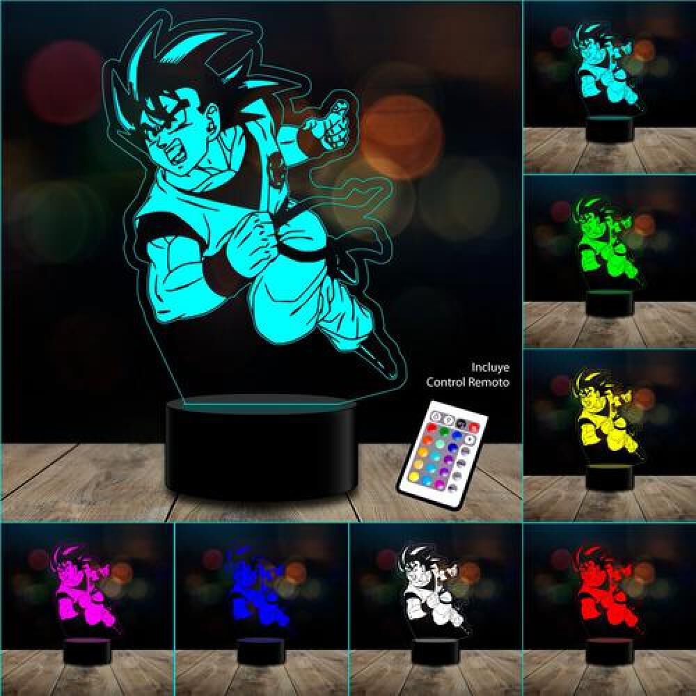 Lampara 3d Goku Ataque Dragon Ball Remoto 16 Color image number 1.0