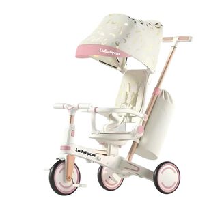 Triciclo Balance Plegable Con Bolso 9 En 1 Lubabycas Rosado