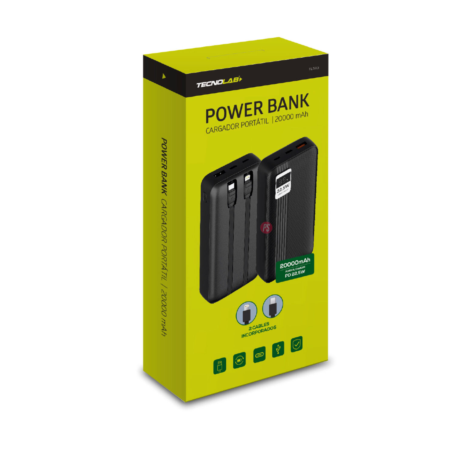 Power Bank 20000mah 22.5w + 2 Cables Incluidos Negro - Ps image number 2.0