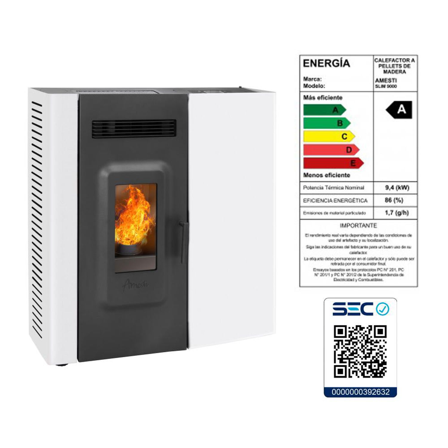 Estufa Pellet Amesti Slim 9000 Blanco image number 4.0