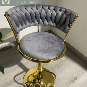 Taburete Bar Queen Ajustable Giratorio 360 Felpa Base Dorada