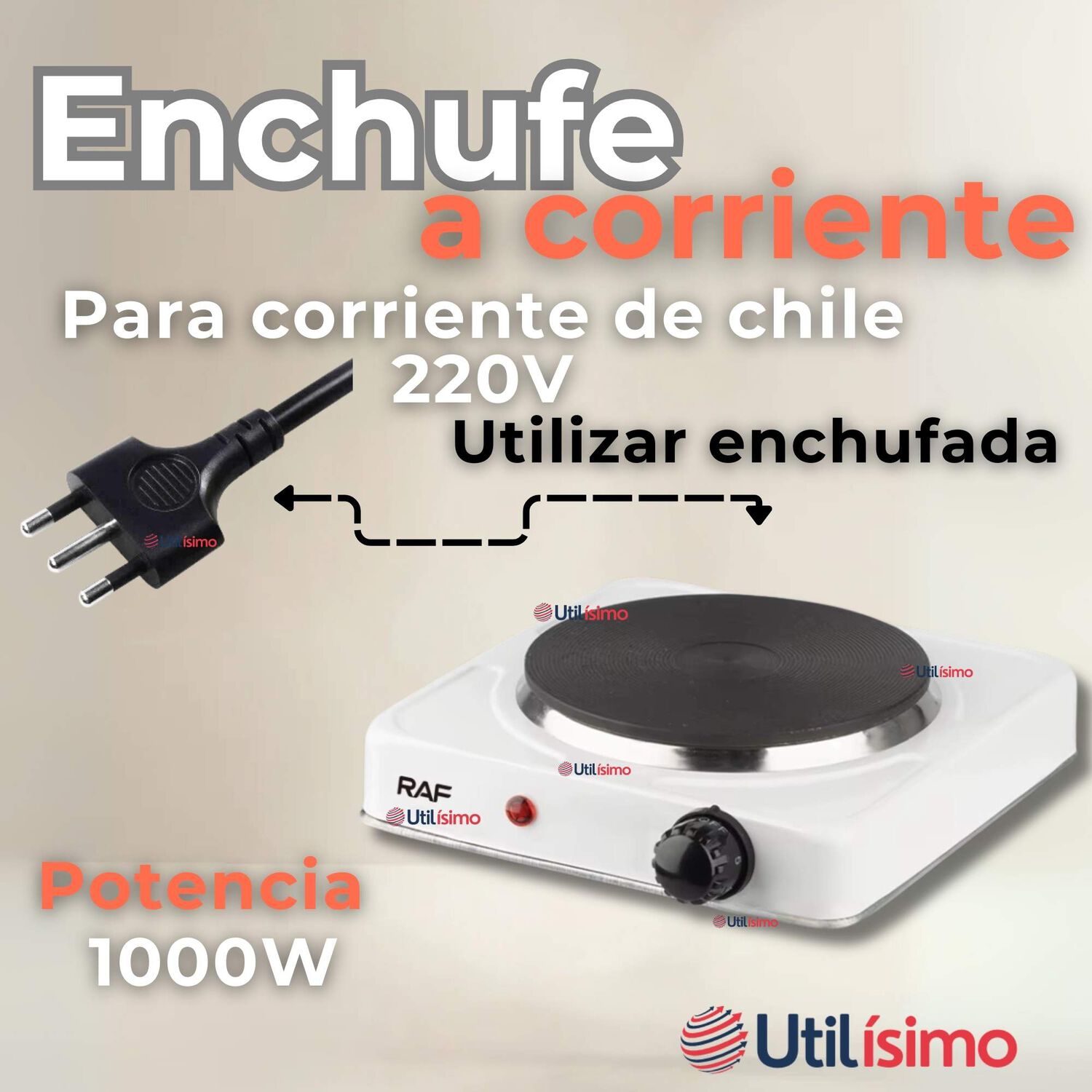 Cocina El&eacute;ctrica Port&aacute;til 1 Plato 1000w De Potencia Blanco image number 9.0