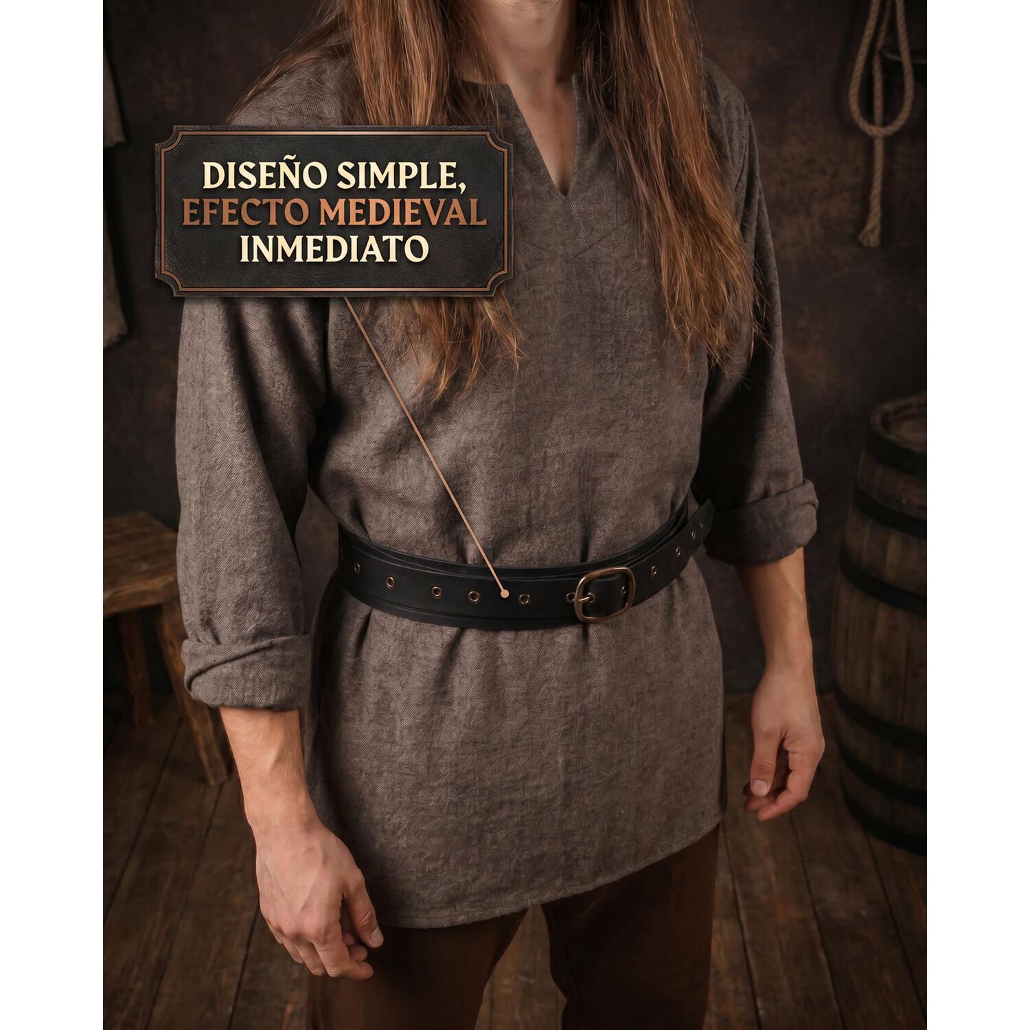 Cinturon Vikingo Medieval De Cuero Pu Accesorio Cosplay image number 41.0