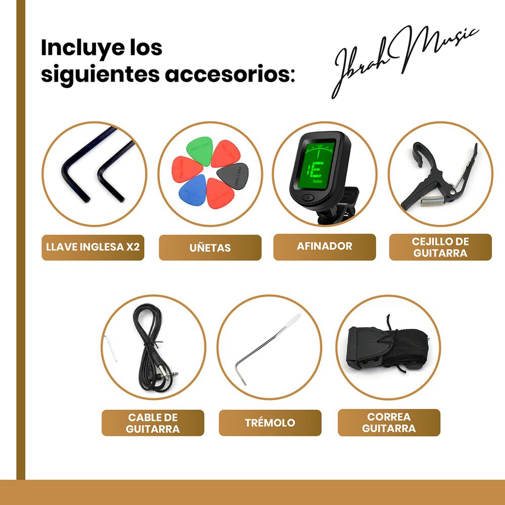 Guitarra El&eacute;ctrica Stratocaster Ibrah + Amplif + Accesorios image number 3.0