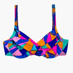 Bikini Estilo Sostén Torcido Copa C Estampado Azul
