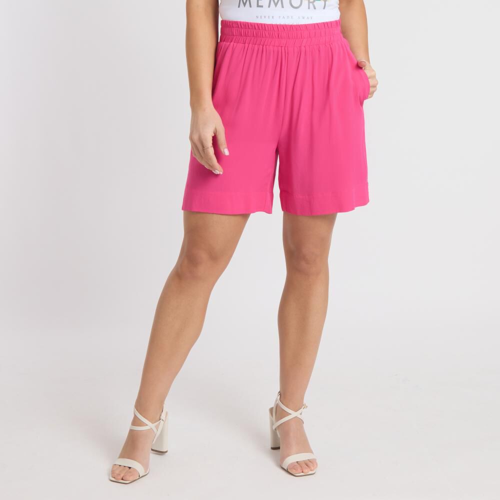 Bermuda B&aacute;sica Full Print Pretina El&aacute;sticada Tiro Medio Regular Mujer Geeps image number 0.0