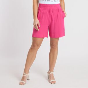 Bermuda B&aacute;sica Full Print Pretina El&aacute;sticada Tiro Medio Regular Mujer Geeps