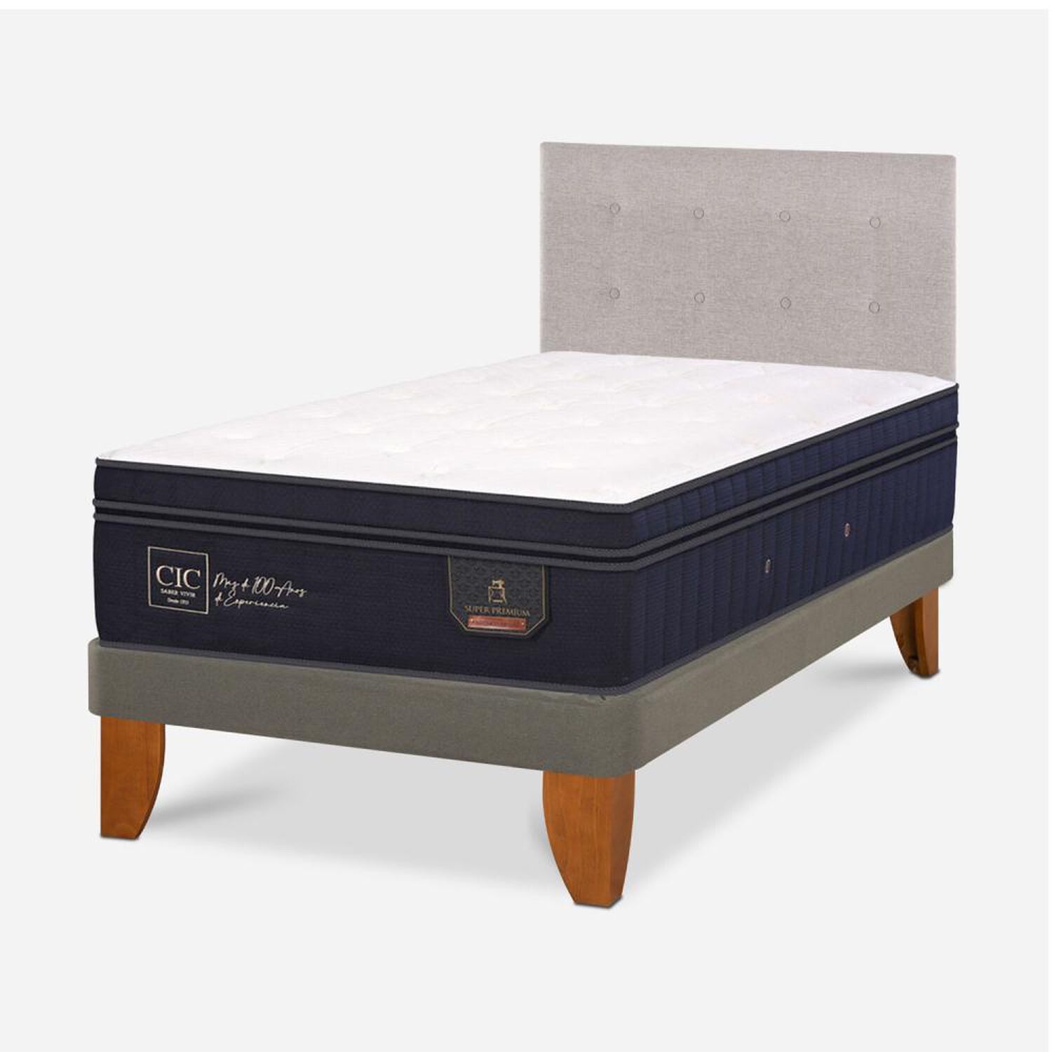 Cama Europea Cic Super Premium / 1.5 Plazas / Base Normal + Respaldo image number 2.0