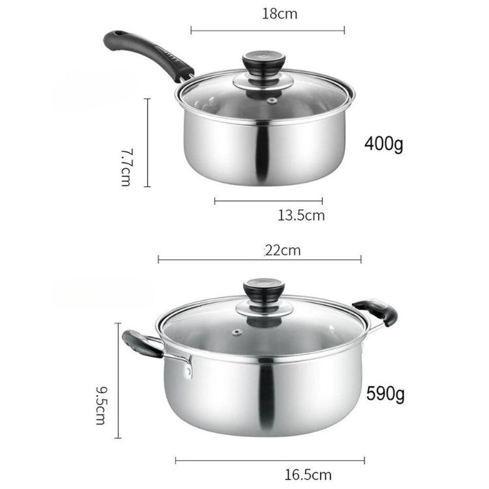 Juego De Ollas Y Sart&eacute;n Bater&iacute;a 5 Pcs Cocina Inoxidable image number 4.0