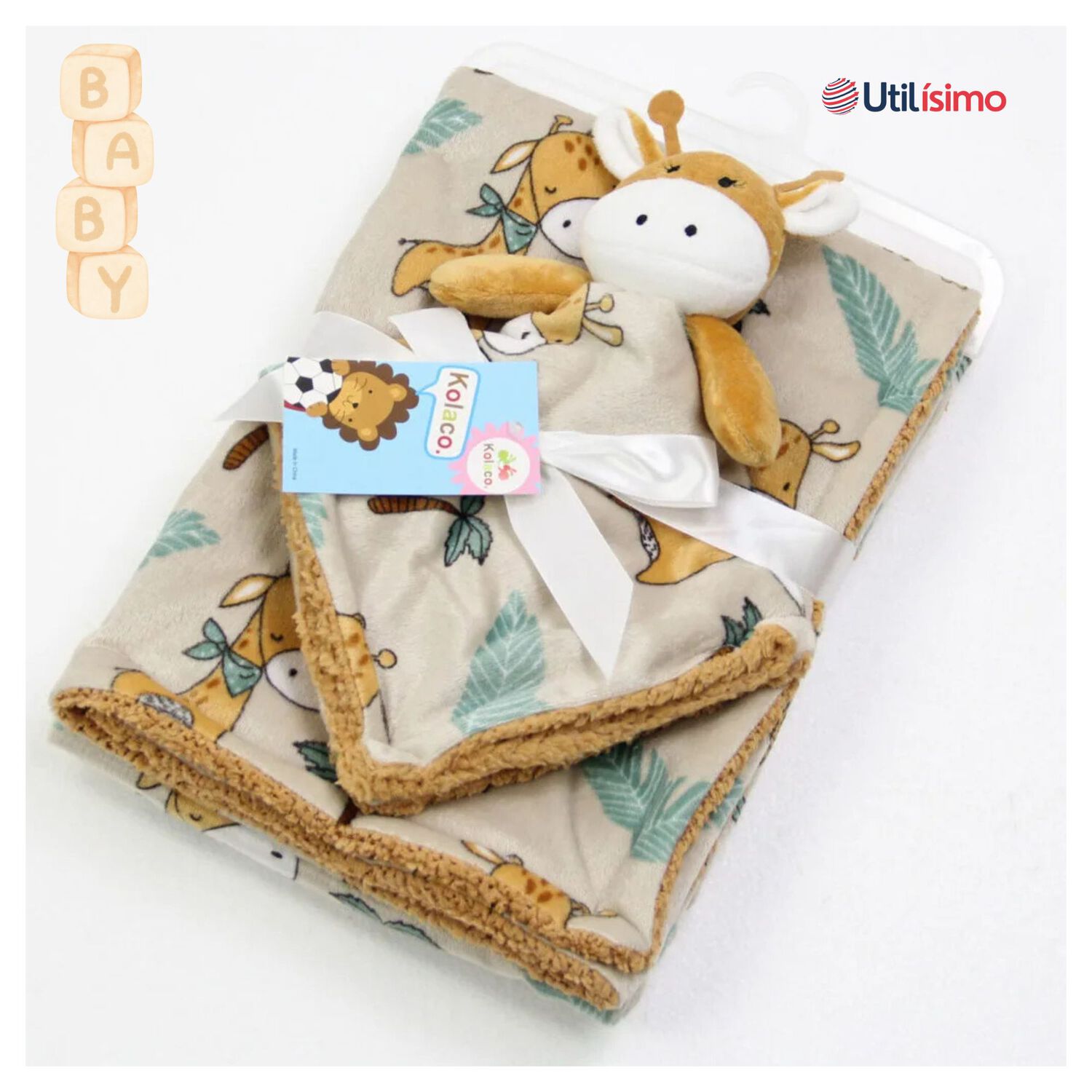 Set Manta Frazada Polar Para Beb&eacute; Ni&ntilde;o + Peluche De Apego image number 5.0