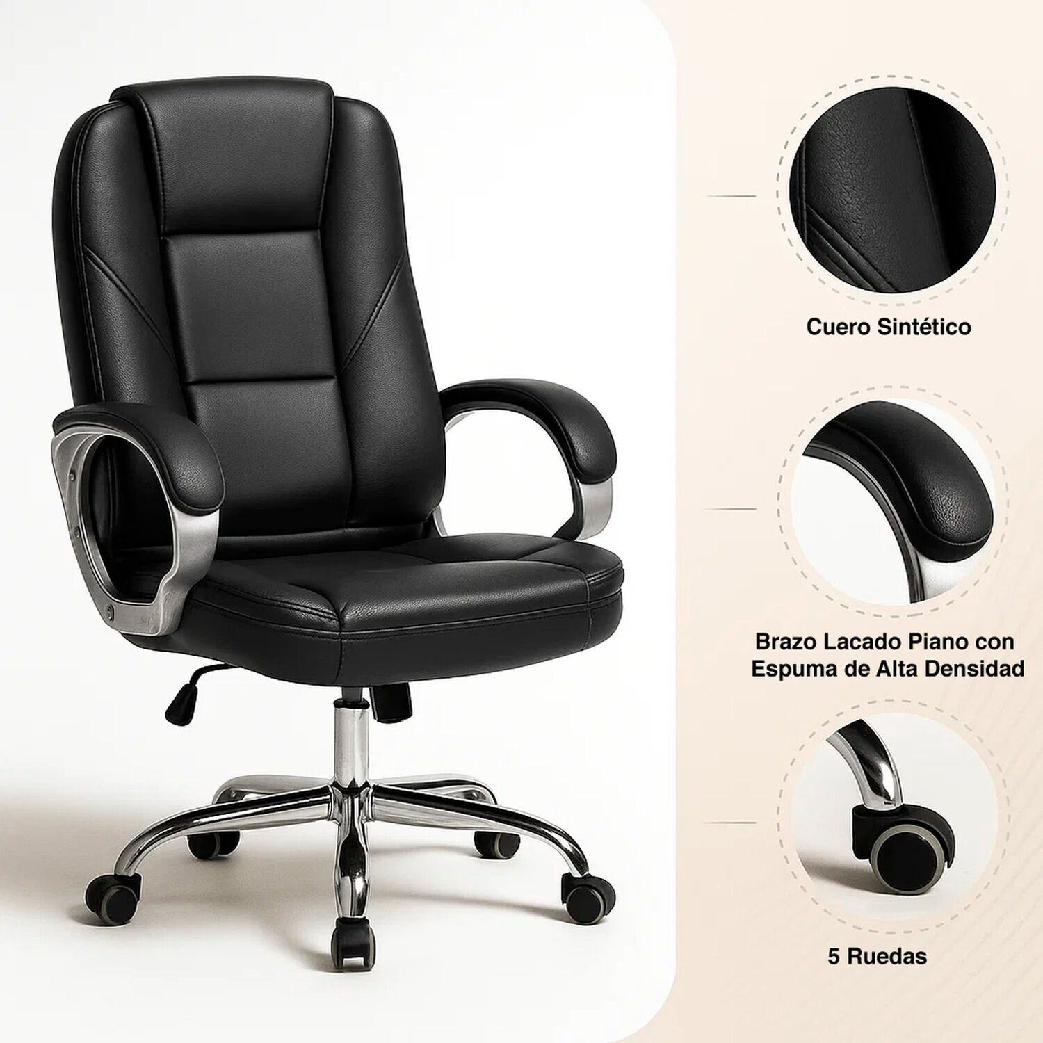 Silla De Oficina Ejecutiva Magnus Cuero Sint&eacute;tico - Negro image number 4.0