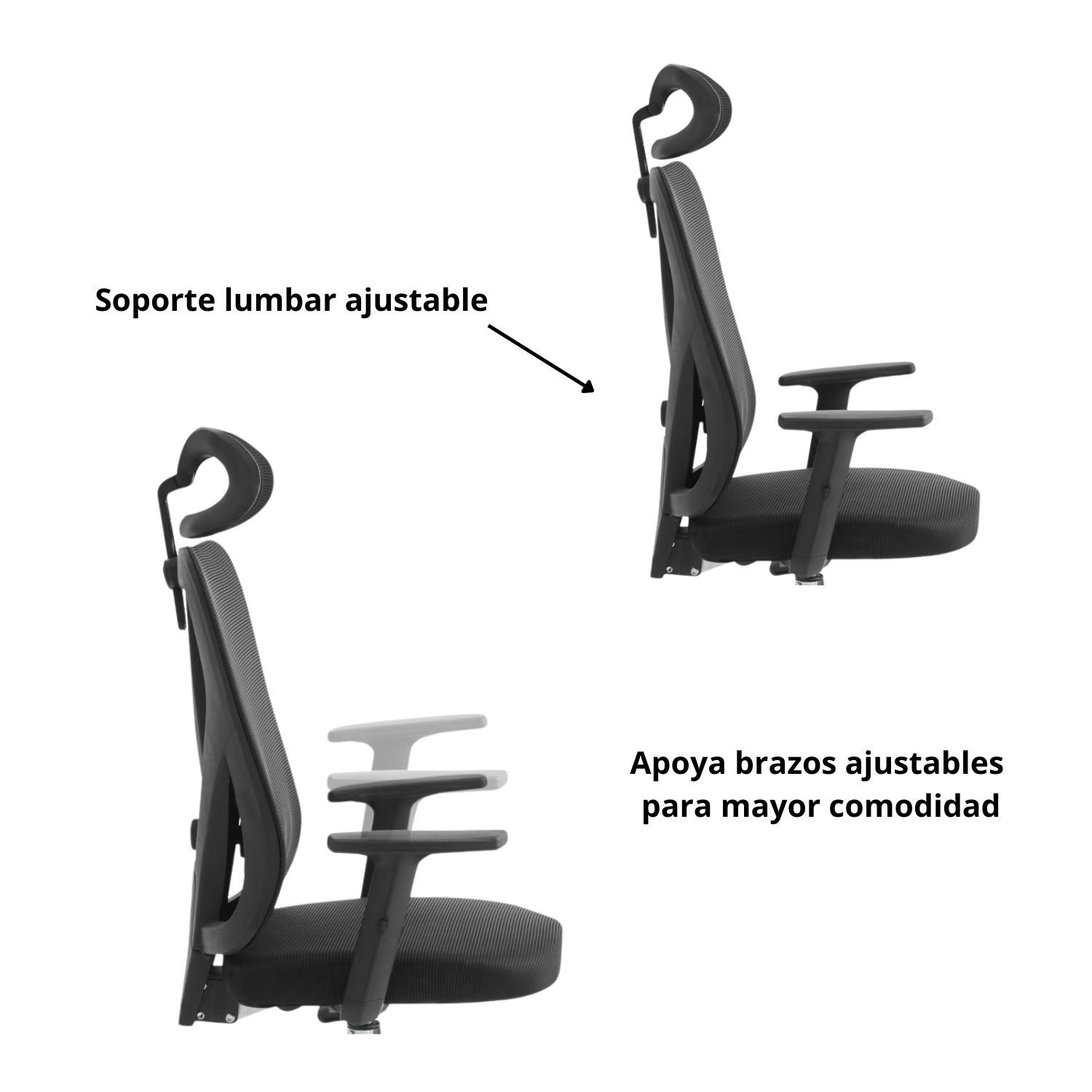 Silla Escritorio Ergon&oacute;mica Energy Pro Negra image number 3.0