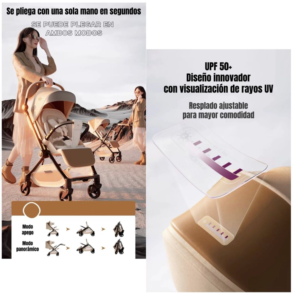 Coche De Paseo Reversible Nueva Tecnolog&iacute;a Elittle E7 Negro image number 2.0