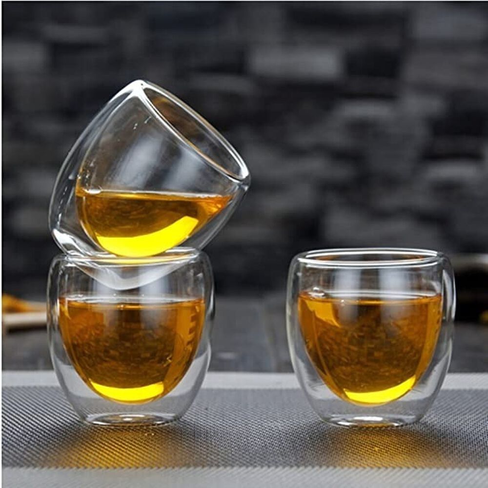 Set 4 Tazas Espresso Doble Pared Vidrio Borosilicato 250ml image number 2.0