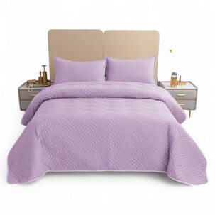 Cubrecama De Verano 2 Plazas Quilt + 2 Fundas De Almohada Cobertor Delgado Lila