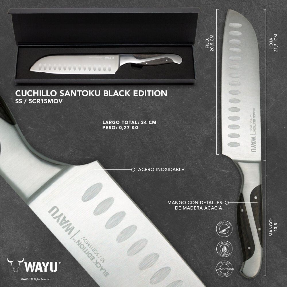 Cuchillo Santoku Black Edition Wayu image number 2.0