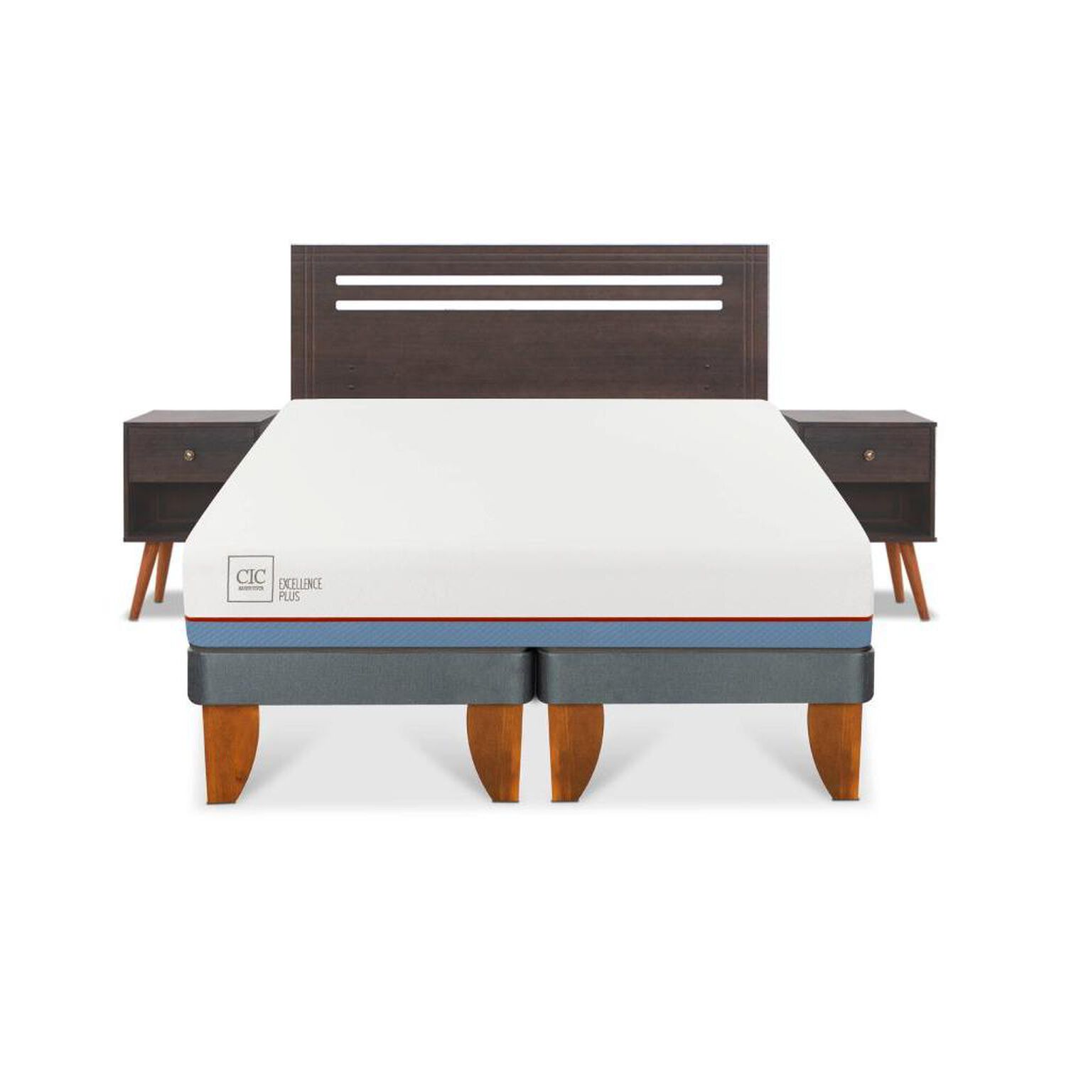 Cama Europea Cic Excellence Plus / 2 Plazas / Base Dividida + Set De Maderas image number 0.0