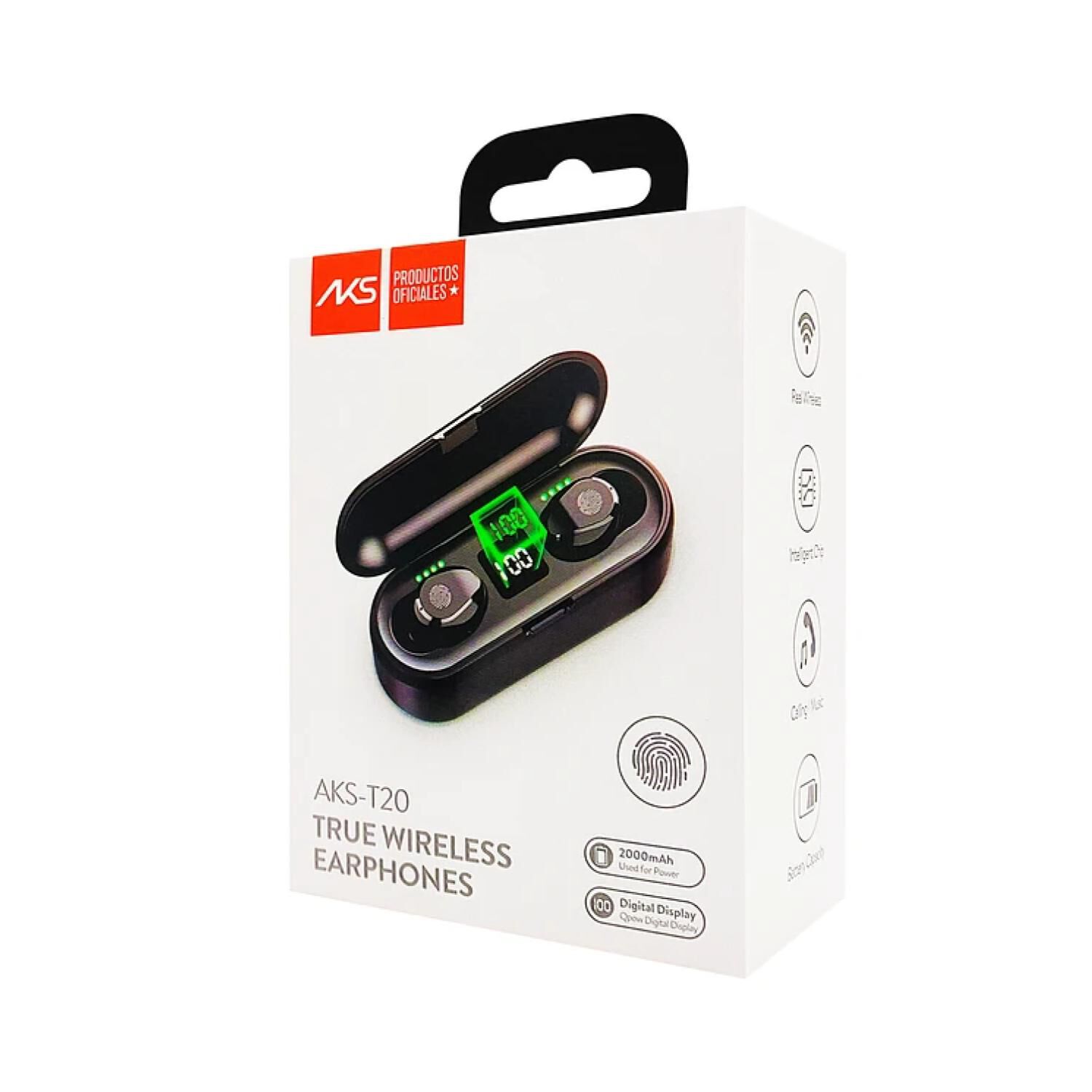 Audifonos Bluetooth Recargables Tws In Ear Manos Libres Aks-t20 Negro image number 2.0