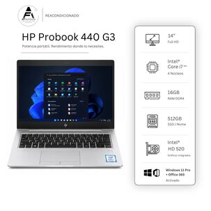 Notebook Hp 440 G3 I7 6th 16gb 512gb - Win11 Office - Reacondicionado Profesional