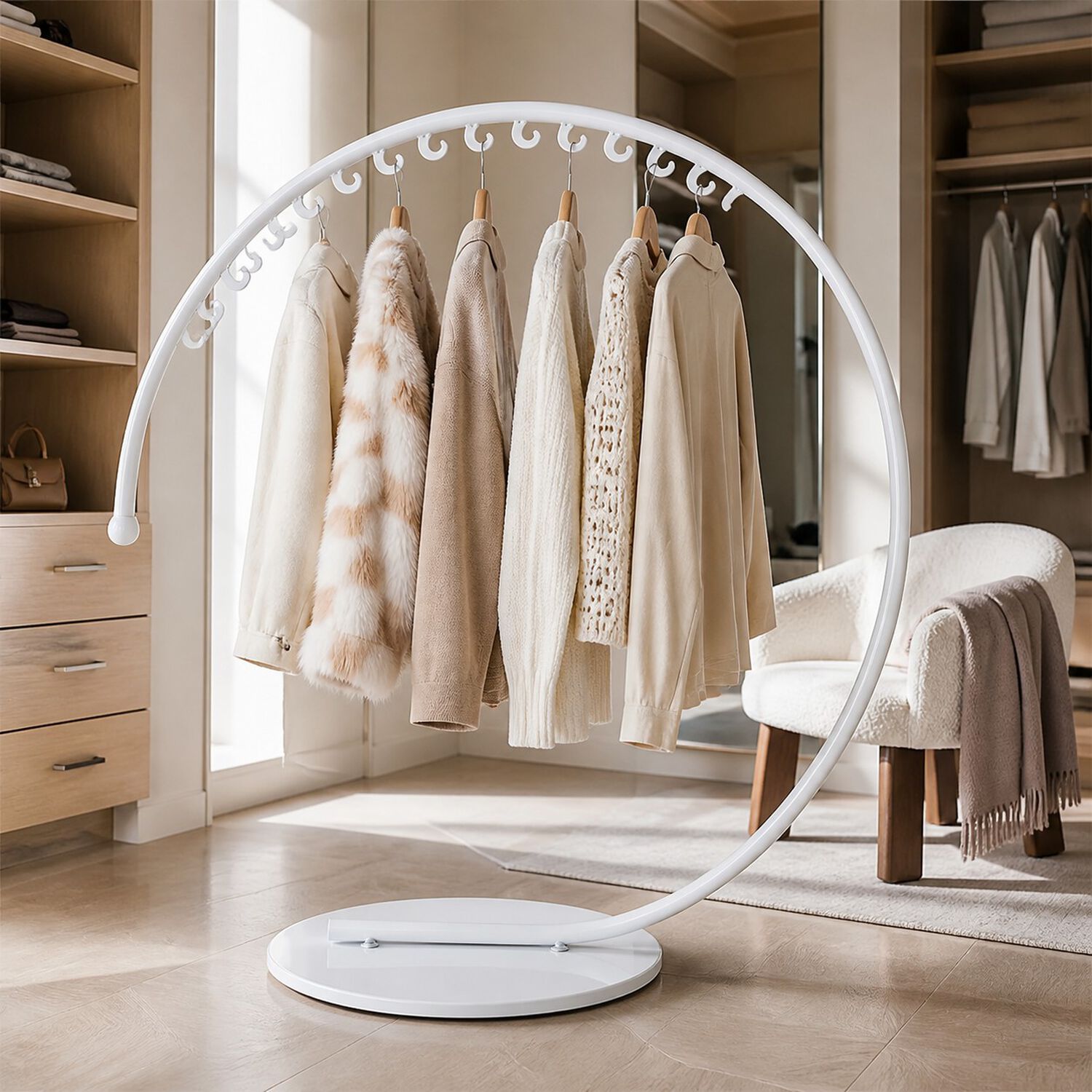 Perchero Colgador Exhibidor Circular Metalico Con 30 Ganchos Color Blanco image number 2.0