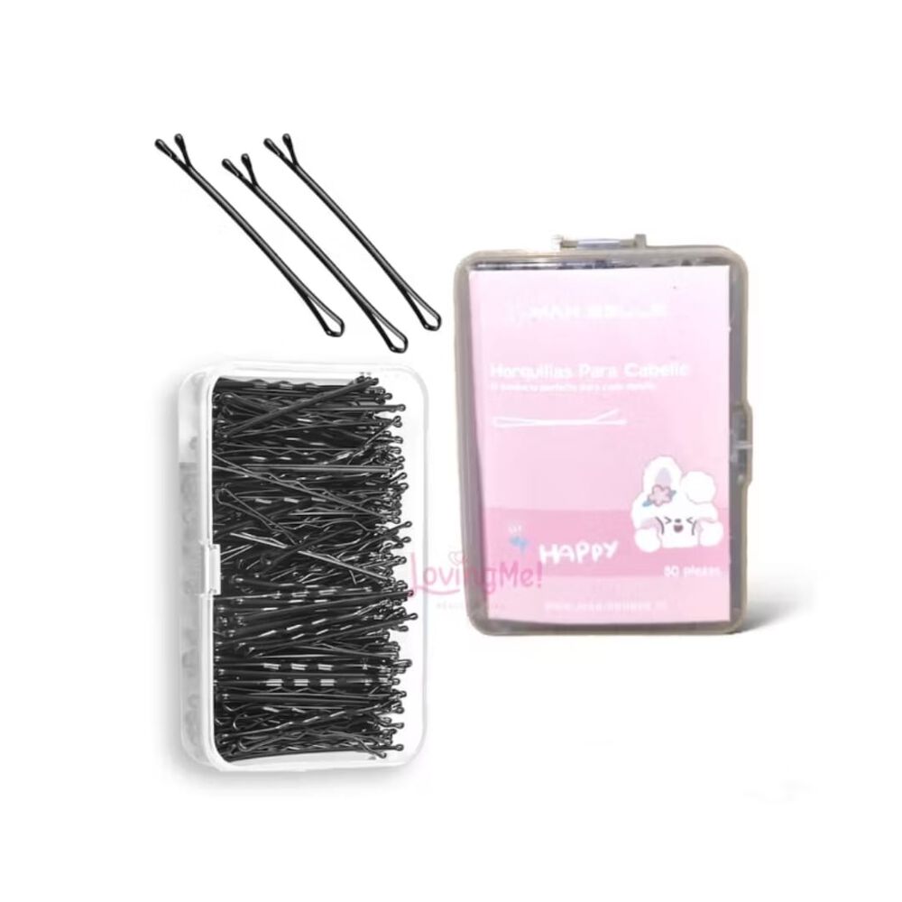 Horquillas Para El Cabello Negras En Forma De U Paquete Con Empaque 80 Piezas image number 0.0