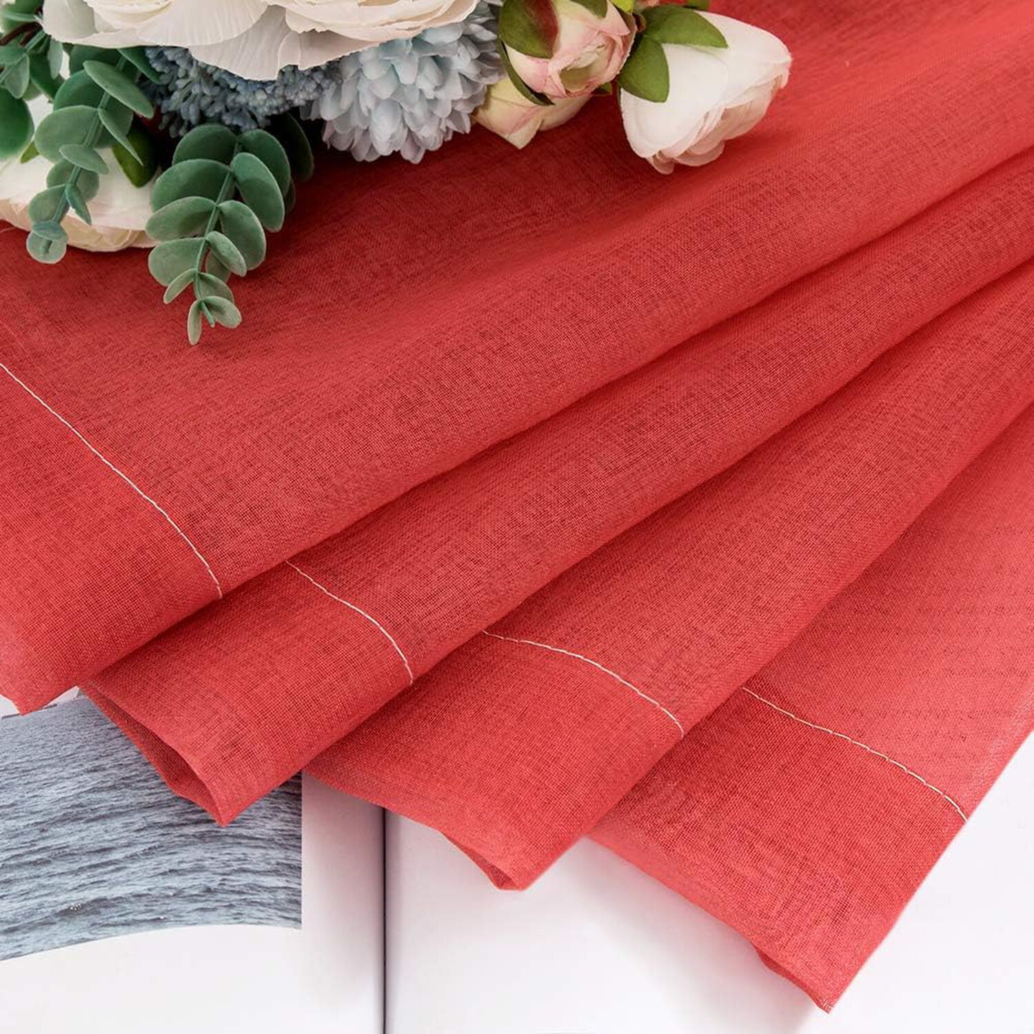 Pack De Visillo Degrade 140x220 Cm Burdeo image number 2.0