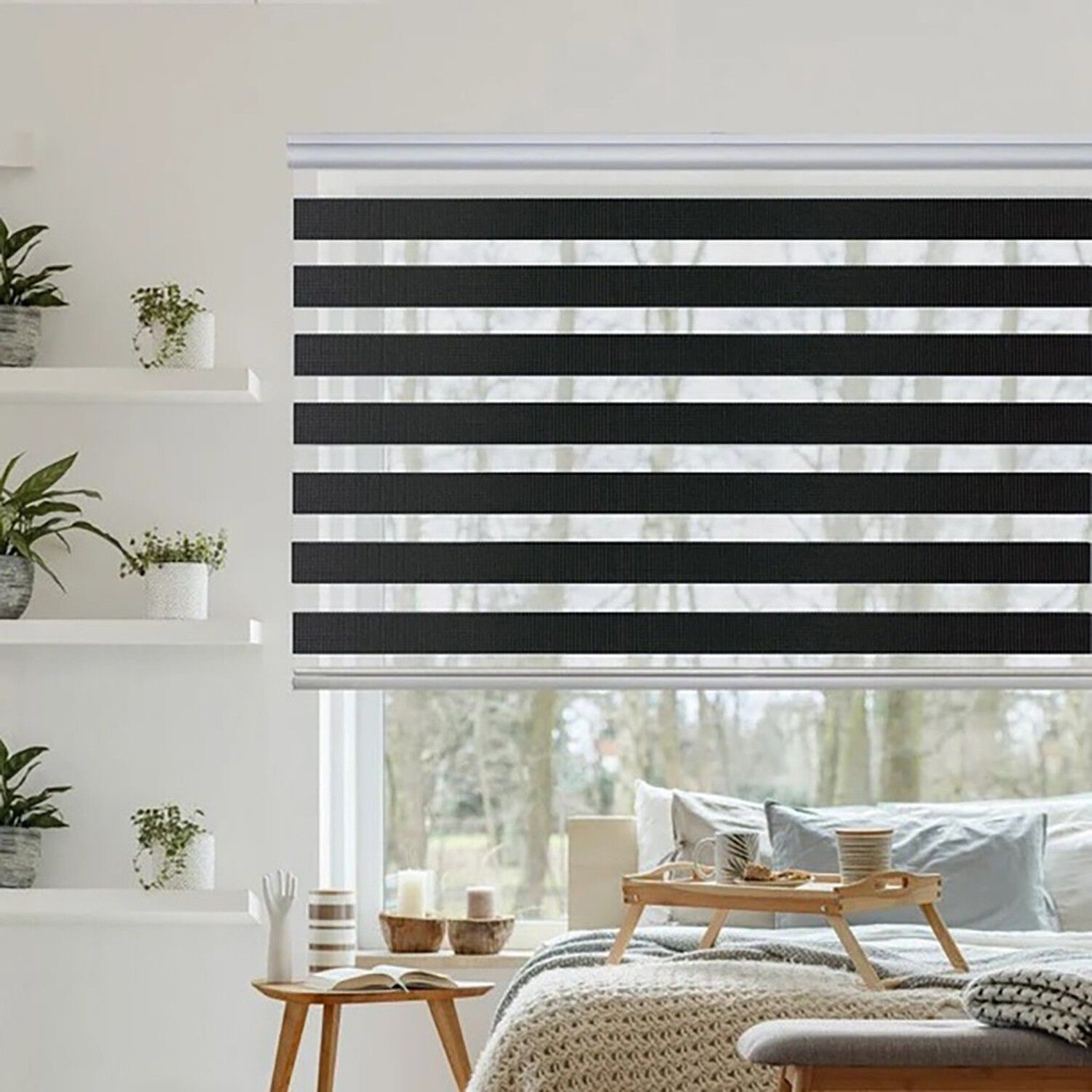 Cortina Roller Duo Zebra 100x180cm Negro Dia Noche image number 1.0