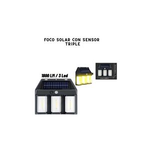 Lampara Aplique Solar Led Farol Pared Para Exterior Negro 3 Focos