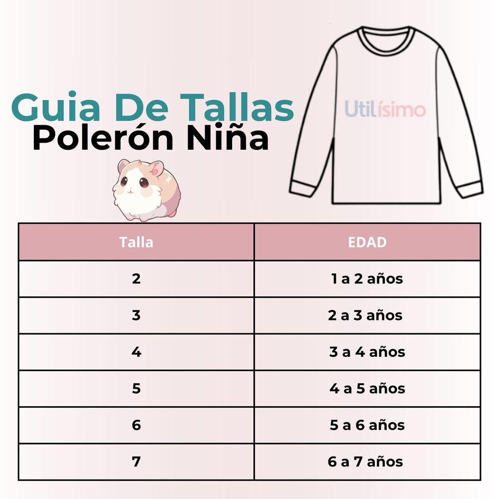 Poler&oacute;n Ni&ntilde;a Manga Larga 100% Algod&oacute;n Turquesa Hamster image number 2.0