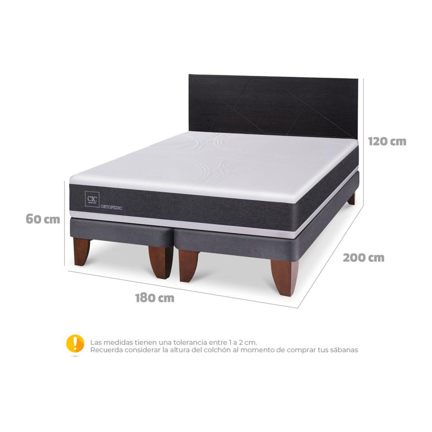 Cama Europea Cic Ortopedic / King / Base Normal + Respaldo image number 5.0