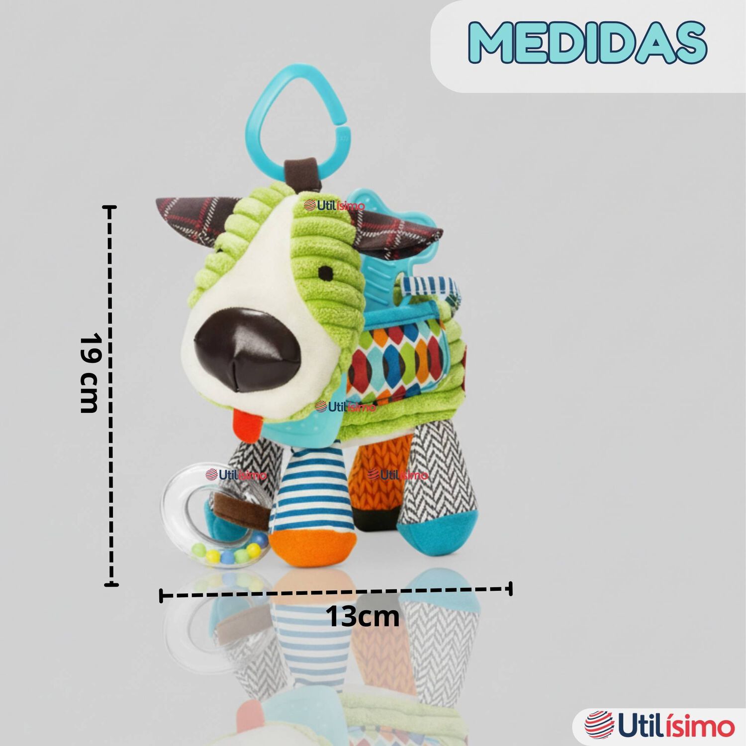 Juguete Peluche Animales Sensorial Con Mordedor Y Sonajero Dise&ntilde;o Perrito Ni&ntilde;a Y Ni&ntilde;o image number 2.0
