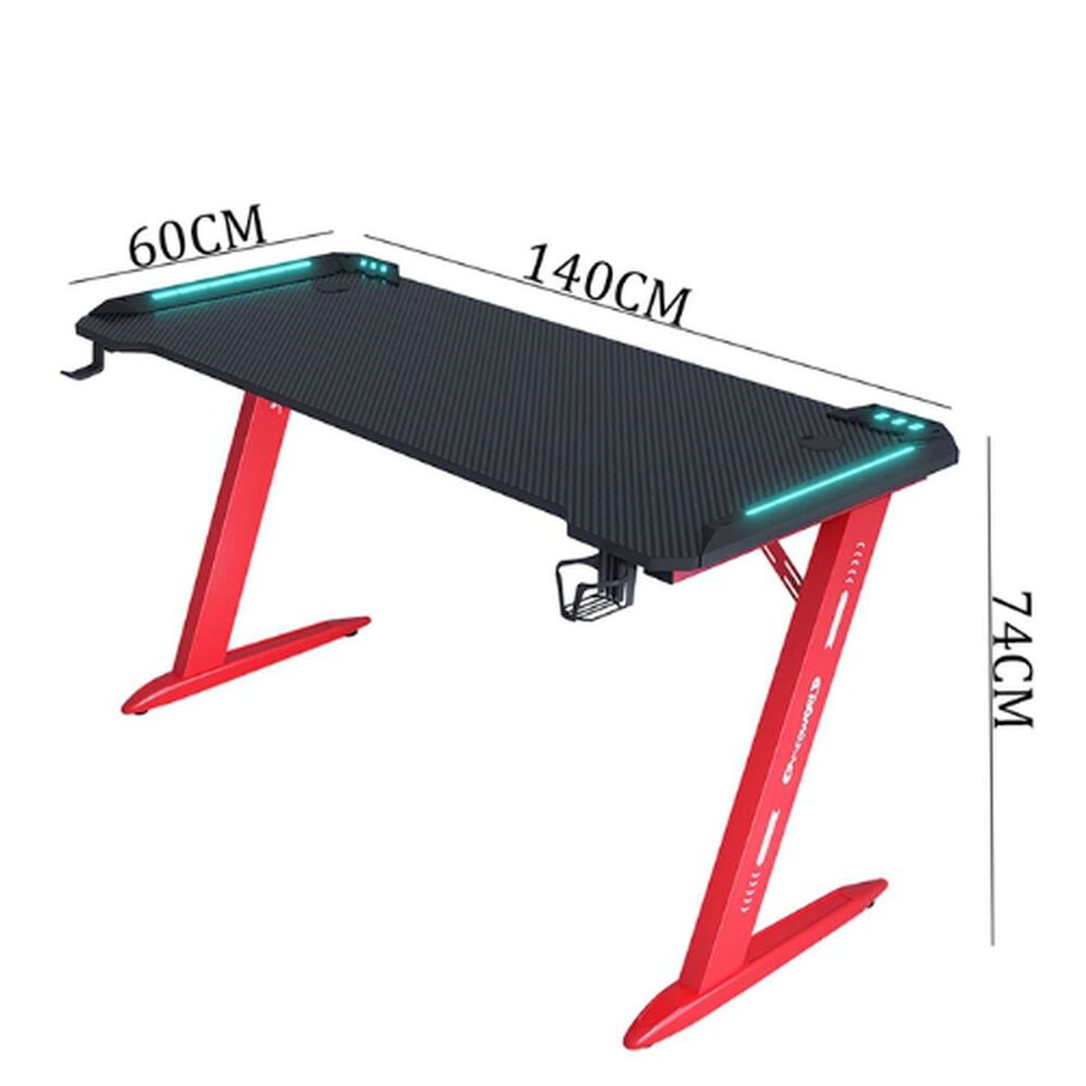Escritorio Gamer Profesional 140x60x74cm Mesa Con Luces Rgb image number 1.0