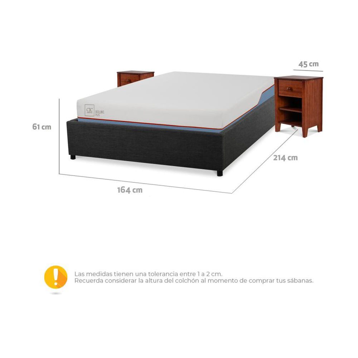Cama Ba&uacute;l Cic Excellence Plus / 2 Plazas / Base Normal + Velador image number 5.0