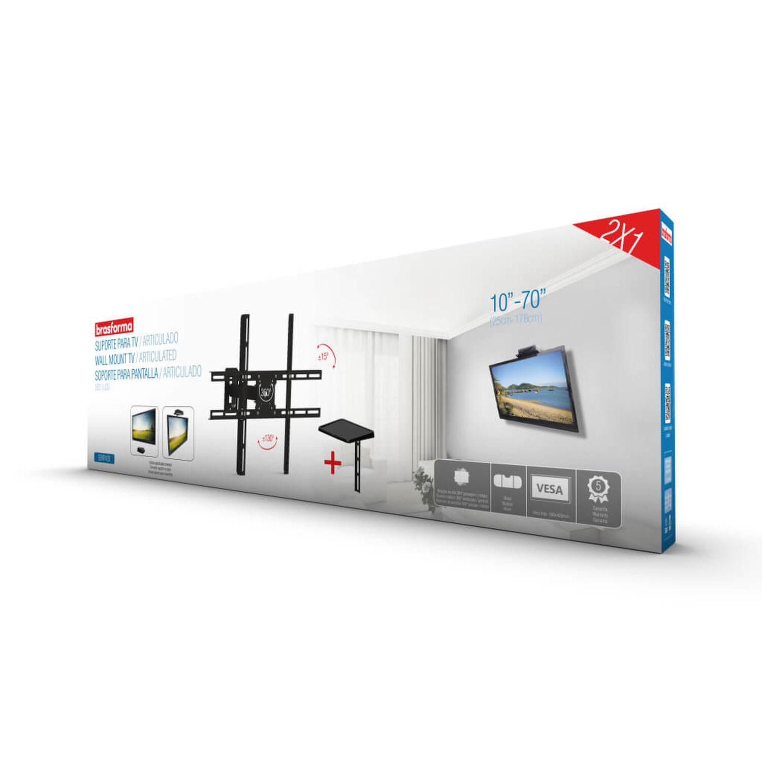 Soporte Para Tv Con Brazo De 23cm 10" A 70" 360 + Soporte Deco Sbrp430 image number 3.0