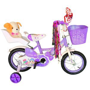 Bicicleta Aro 12 Infantil Con Peluchero Lila Shengdi