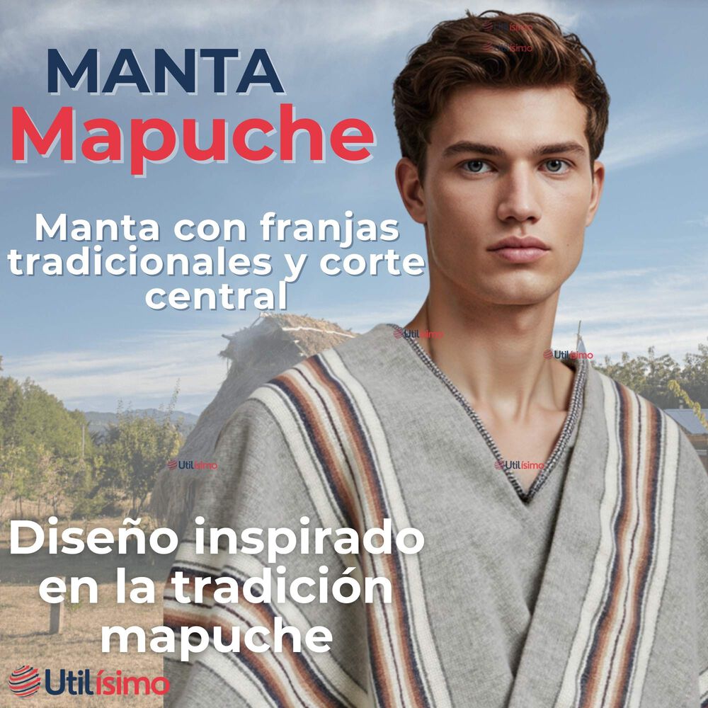 Set Poncho Mapuche +trarilonco Fiestas Patrias Manta Cintillo image number 4.0