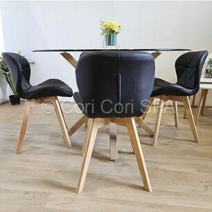 Comedor Mesa Warwick 120 + 4 Sillas Mariposa Wood Negro